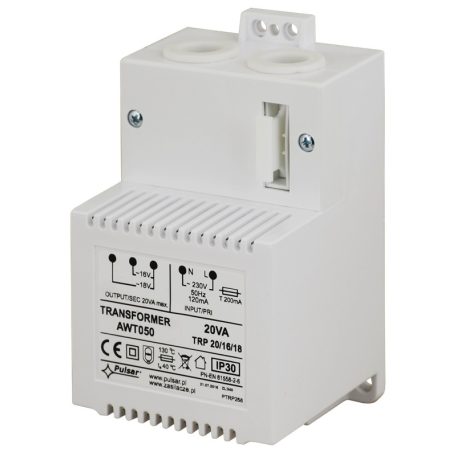 Pulsar AWT050 Transzformátor; 230 VAC / 16/18 VAC, 20 VA; IP30