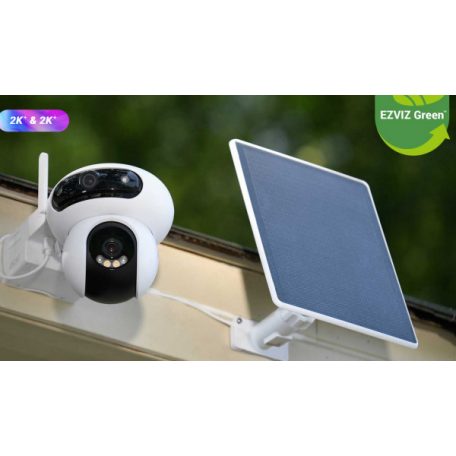 EZVIZ CS-HB90x/SP(4MP+4MP,W4GA) IP, Dual PT kamera, 2K, 2.8mm, 4G, Wifi, Mikrofon/Audio, beépített akku + napelem szett