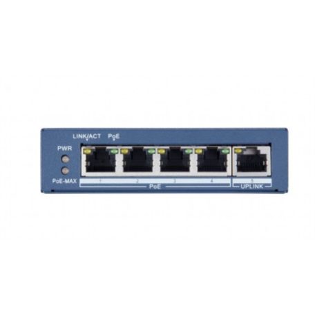 Hikvision DS-3E0505P-E 5 portos Gbit PoE switch (65 W); 4 PoE + 1 uplink port; nem menedzselhető