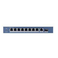   Hikvision DS-3E0510P-E 10 portos Gbit PoE switch (110 W); 8 PoE + 1 RJ45 + 1 SFP uplink port; nem menedzselhető