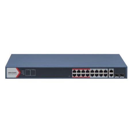 Hikvision DS-3E1318P-EI (B) 18 portos PoE switch (230 W); 16 PoE + 2 kombinált uplink port; smart menedzselhető