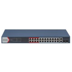   Hikvision DS-3E1326P-EI (B) 26 portos PoE switch (370 W); 24 PoE + 2 kombinált uplink port; smart menedzselhető