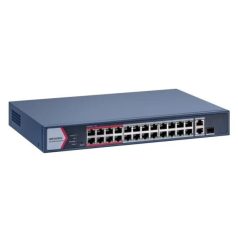   Hikvision DS-3E1326P-EI/M 26 portos PoE switch (230 W); 24 PoE + 1 kombinált uplink port + 1 uplink port; menedzselhető