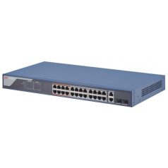   Hikvision DS-3E1326P-SI 26 portos PoE switch (370 W); 24 PoE + 2 kombinált uplink port; smart menedzselhető