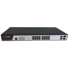   Hikvision DS-3E2318P 18 portos PoE switch (300 W); 16 PoE + 2 kombinált uplink port; teljesen menedzselhető