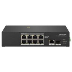   Hikvision DS-3T0310HP 10 portos ipari PoE switch (110 W); 6 PoE / 2 HiPoE+ / 1 RJ45 + 1 SFP uplink port; nem menedzselhető