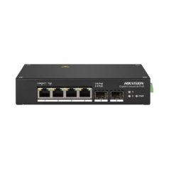   Hikvision DS-3T0506HP 6 portos ipari Gbit PoE switch (110 W); 3 PoE+ / 1 HiPoe+ / 2 SFP uplink port; nem menedzselhető