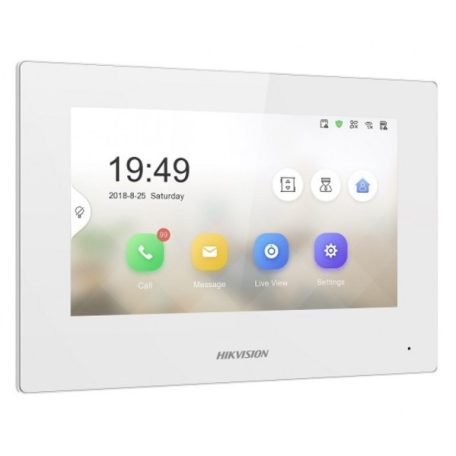 Hikvision DS-KH6320-WTE1-W IP video-kaputelefon beltéri egység; 7" LCD kijelző; 1024x600 felbontás; WiFi