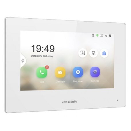Hikvision DS-KH6320-WTE2-W IP video-kaputelefon beltéri egység; 7" LCD kijelző; 1024x600 felbontás; WiFi; kétvezetékes; fehér