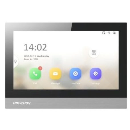 Hikvision DS-KH8380-TE1 IP video-kaputelefon beltéri egység; 7" LCD kijelző; 1024x600 felbontás; PoE