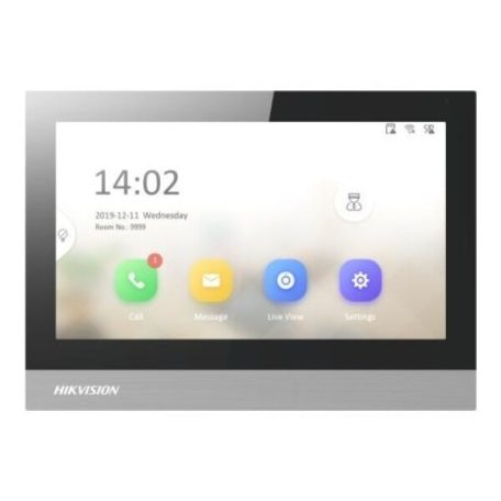 Hikvision DS-KH8380-WTE1 IP video-kaputelefon beltéri egység; 7" LCD kijelző; 1024x600 felbontás; WiFi; PoE