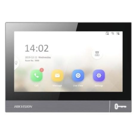 Hikvision DS-KH8381-TE1 IP video-kaputelefon beltéri egység; 7" IPS kijelző; 1024x600 felbontás; PoE