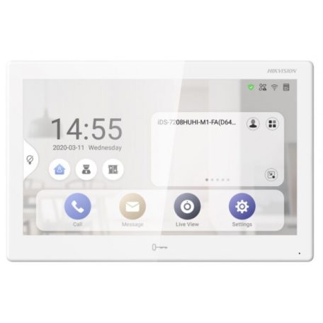 Hikvision DS-KH9510-WTE1 (B) Android IP video-kaputelefon beltéri egység; 10" IPS kijelző; 1024x600 felbontás; WiFi; 12VDC/PoE