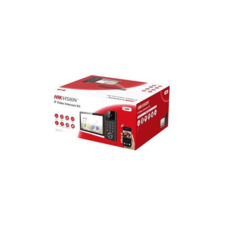 Hikvision DS-KIS612-P Egylakásos IP video-kaputelefon szett;DS-KH6350-WTE1+DS-KV6124-WBE1+2db PSU+SD kártya+DS-KABV6114-RS