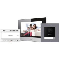   Hikvision DS-KIS702Y Kétvezetékes IP video-kaputelefon szett: kültéri, fekete beltéri, disztribútor-, tápegység, microSD
