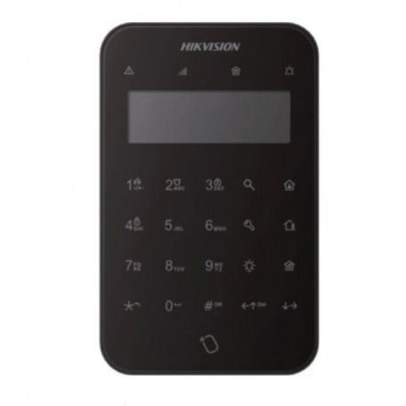 Hikvision DS-PK1-LT-WE/Black Vezeték nélküli LCD+LED kezelő AXPro központokhoz; 868 MHz; fehér; 4x CR123A elem; fekete