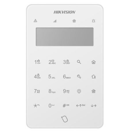 Hikvision DS-PK501LTM-HWE Buszos LCD+LED kezelő AX Hybrid Pro G2 központokhoz, 2 vezetékes zóna, 1 PGM kimenet