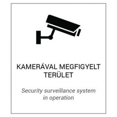   Nestron FM-01 Magyar és angol nyelvű figyelmeztető matrica: "Kamerával megfigyelt terület"; 175x200 mm