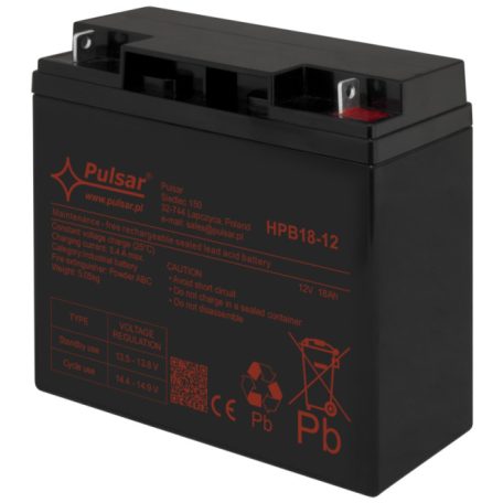 Pulsar HPB18-12 Akkumulátor 12V 18 Ah; HPB széria; csatlakozó: 12mm (F3)