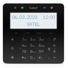   Satel INT-KSG2R-B Érintőgombos kezelő; fehér háttérfény és kijelző; kártyaolvasó; fekete