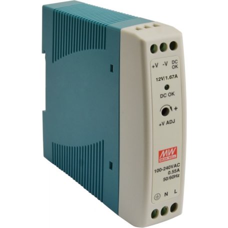 Mean Well MDR-20-12 Ipari tápegység; 12V; 1.67A; 20W; DIN sínre szerelhető