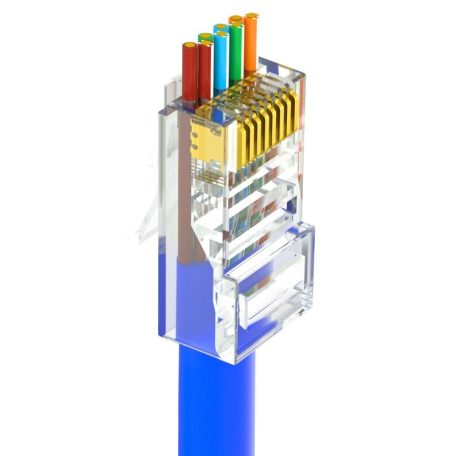 Nestron NPN-RJ45-1C6PTU-PC10 UTP RJ45 csatlakozó; Cat6; átfűzhető; fali és patch kábelekhez; 10 db/csomag