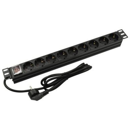 Nestron NRPD-SH-109 19" elosztósáv (PDU) kapcsolóval; 9 Shuko csatlakozó