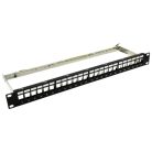 Nestron NRPP-KEY-124SF-H 19" keystone patch panel; 24 port; Cat5e/Cat6/Cat6A kompatibilis; árnyékolt; tehermentesítővel