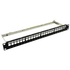  Nestron NRPP-KEY-124SF-H 19" keystone patch panel; 24 port; Cat5e/Cat6/Cat6A kompatibilis; árnyékolt; tehermentesítővel