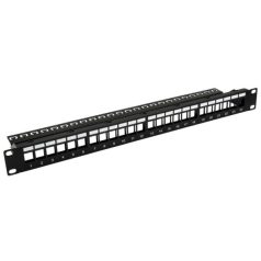   Nestron NRPP-KEY-124U-H 19" keystone patch panel; 24 port; Cat5e/Cat6/Cat6A kompatibilis; árnyékolatlan; tehermentesítővel