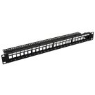 Nestron NRPP-KEY-124U-H 19" keystone patch panel; 24 port; Cat5e/Cat6/Cat6A kompatibilis; árnyékolatlan; tehermentesítővel