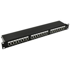   Nestron NRPP-RJ45-124SF-H 19" patch panel; 24 port; Cat6; árnyékolt; tehermentesítővel; dual IDC (Krone/110)