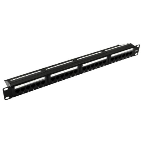 Nestron NRPP-RJ45-124U-H 19" patch panel; 24 port; Cat6; árnyékolatlan; tehermentesítővel; dual IDC (Krone/110)