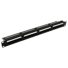   Nestron NRPP-RJ45-124U-H 19" patch panel; 24 port; Cat6; árnyékolatlan; tehermentesítővel; dual IDC (Krone/110)