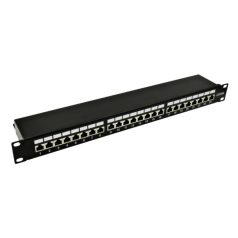   Nestron NRPP-RJ45-224SF-H 19" patch panel; 24 port; Cat6A; árnyékolt; tehermentesítővel; dual IDC (Krone/110)