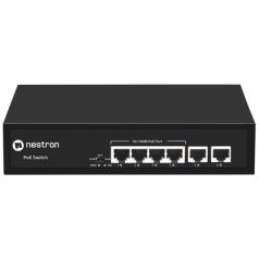   Nestron NSP-104F02F-65M 6 portos 10/100 PoE switch (65 W); 4 PoE+ / 2 RJ45 uplink port; nem menedzselhető