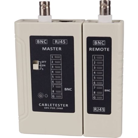 Nestron NTT-2468 UTP/STP/BNC kábel teszter; PoE jelenlét érzékelés