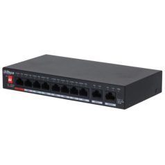   Dahua PFS3010-8GT-96-V2 10 portos Gbit PoE switch (96 W); 6 PoE+ / 2 HiPoE+ / 2 RJ45 uplink port; nem menedzselhető