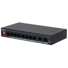   Dahua PFS3010-8GT-96-V2 10 portos Gbit PoE switch (96 W); 6 PoE+ / 2 HiPoE+ / 2 RJ45 uplink port; nem menedzselhető