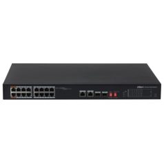   Dahua PFS3218-16ET-135 18 portos PoE switch (135 W); 14 PoE+ / 2 HiPoE / 2 combo uplink port; nem menedzselhető