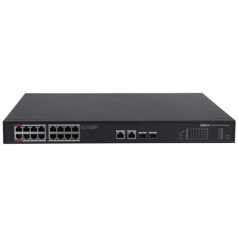   Dahua PFS3220-16GT-240-V2 20 portos Gbit PoE switch (240 W); 14 PoE+ / 2 HiPoE+ / 2 RJ45 + 2 SFP uplink port;nem menedzselhető