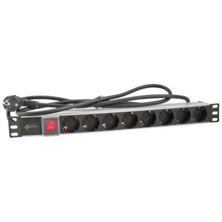 Pulsar RALZ/F 19" elosztósáv (PDU) kapcsolóval; 8 Schuko csatlakozó