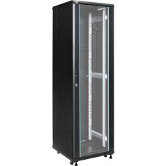   Pulsar RS4266 19" 42U 600x600 álló rack szekrény; lapra szerelt; fekete