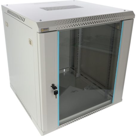 Pulsar RWA1266-G 19" 12U 600x600 fali rack szekrény; lapra szerelt; szürke; könnyített kialakítás