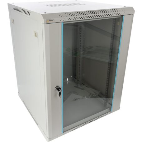 Pulsar RWA1566-G 19" 15U 600x600 fali rack szekrény; lapra szerelt; szürke; könnyített kialakítás