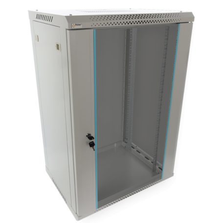 Pulsar RWA1864-G 19" 18U 600x450 fali rack szekrény; lapra szerelt; szürke; könnyített kialakítás