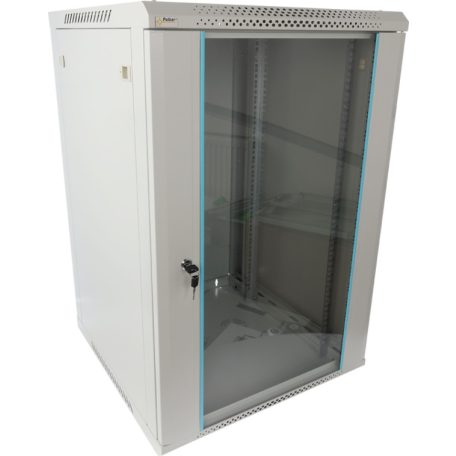 Pulsar RWA1866-G 19" 18U 600x600 fali rack szekrény; lapra szerelt; szürke; könnyített kialakítás