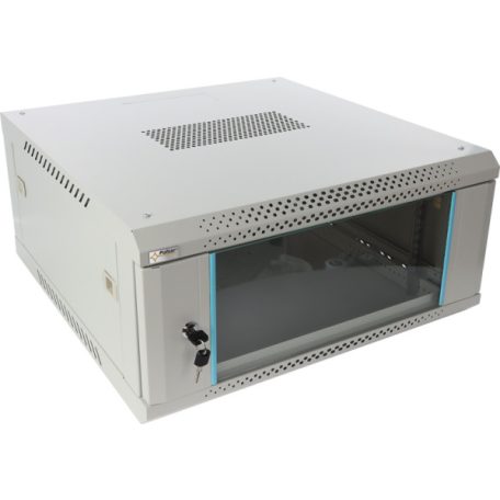 Pulsar RWA466-G 19" 4U 600x600 fali rack szekrény; lapra szerelt; szürke; könnyített kialakítás