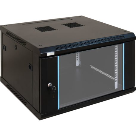Pulsar RWA666 19" 6U 600x600 fali rack szekrény; lapra szerelt; fekete