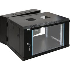   Pulsar RWD666 19" 6U 600x600 fali rack szekrény; kiforgatható; készre szerelt; fekete